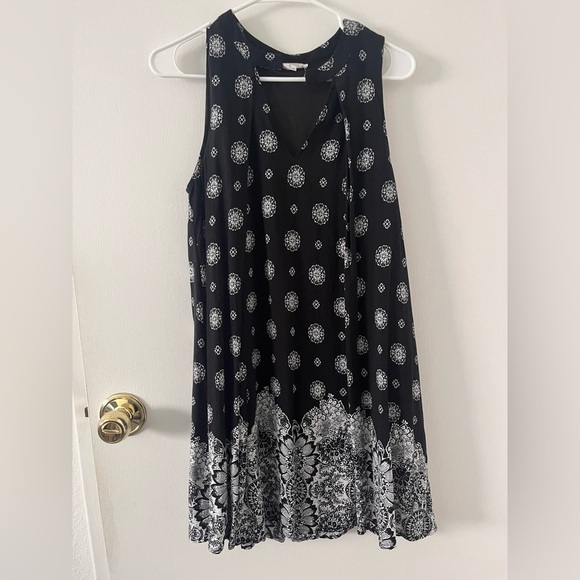 Loveriche Retro Boho Black & White Dress Geometric Print Large - Picture 1 of 12